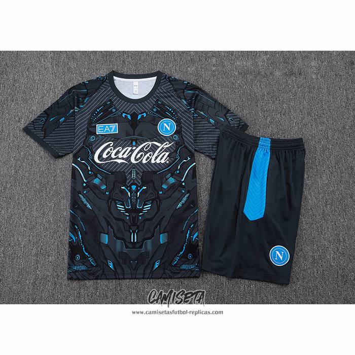 Chandal del Napoli 2025-2026 Manga Corta Negro - Pantalon Corto